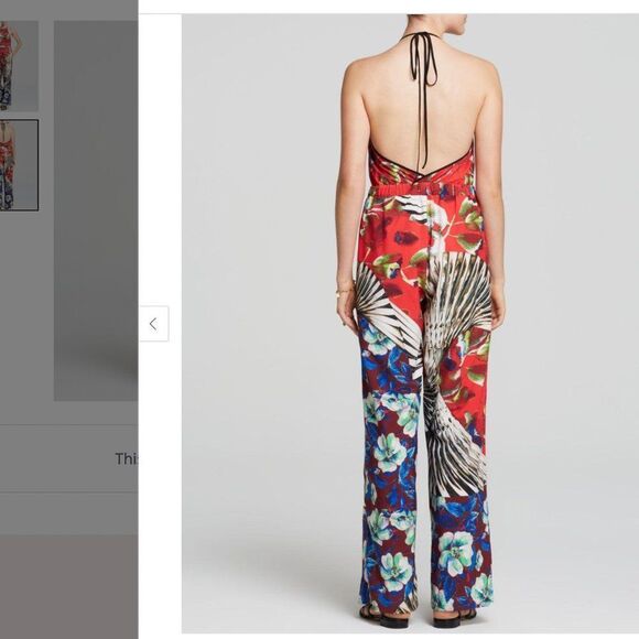 Clover Canyon Floral Wallpaper Jumpsuit Multicolor abstract High Neck Halter - Picture 2 of 9